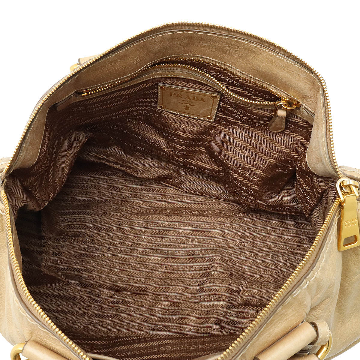 PRADA Prada Handbag Mini Boston Bag 2WAY Shoulder Bag Leather Beige Gold