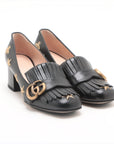 Gucci GG Marmont Leather Pump 35.5  Black 551548 Bee Star Tote Fringe Box