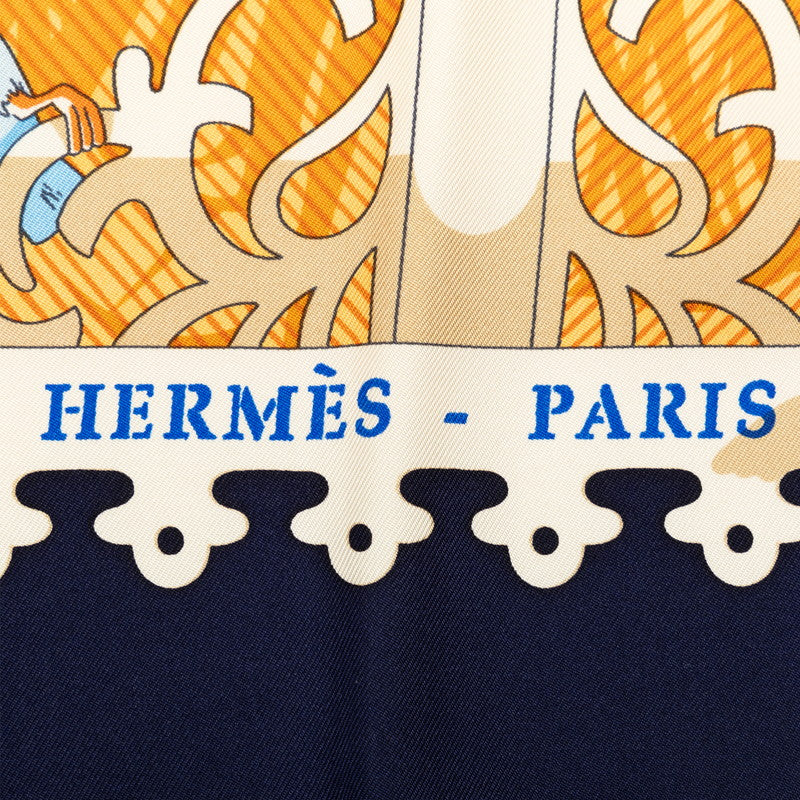Hermes Carré 90 VARANGUES Veranda SCalf Naïve Blue Multicolor Silk  Hermes