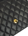 Chanel 2005-2006 Black Lambskin Turnlock Small Half Flap Shoulder Bag