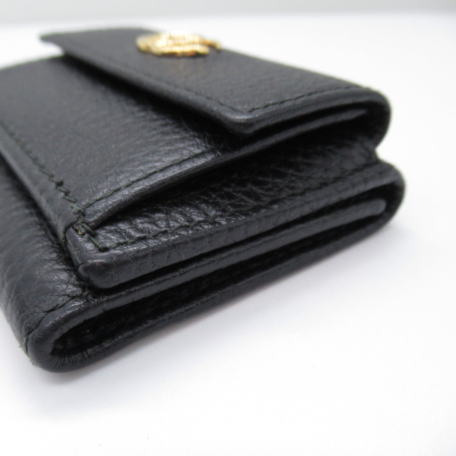 Gucci Three Fold Wallet Three Folded Wallet Leather  Black 523277