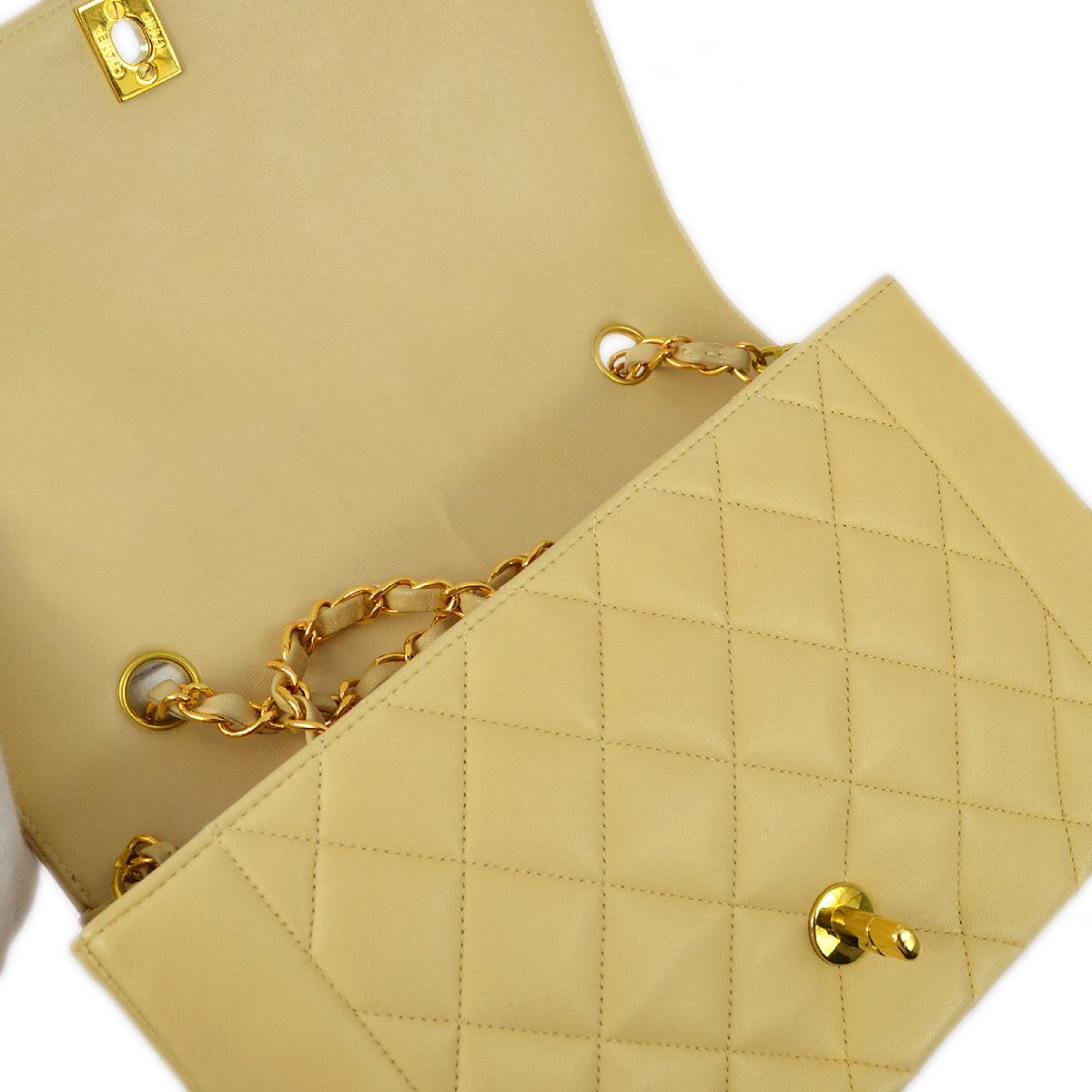 Chanel Beige Lambskin Medium Diana Shoulder Bag