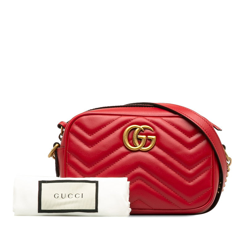Gucci GG Marmont Chain Mini Shoulder Bag 448065 Red Gold Leather  Gucci