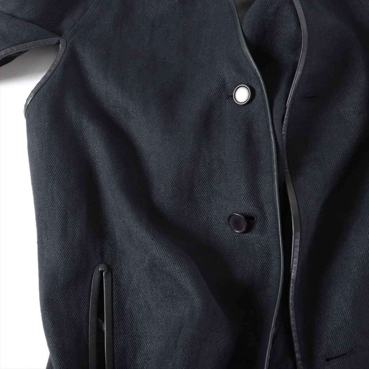 Hermes Margiela Period Linen Jacket 38  Black Third Button Parts able Several s in the Three Halls