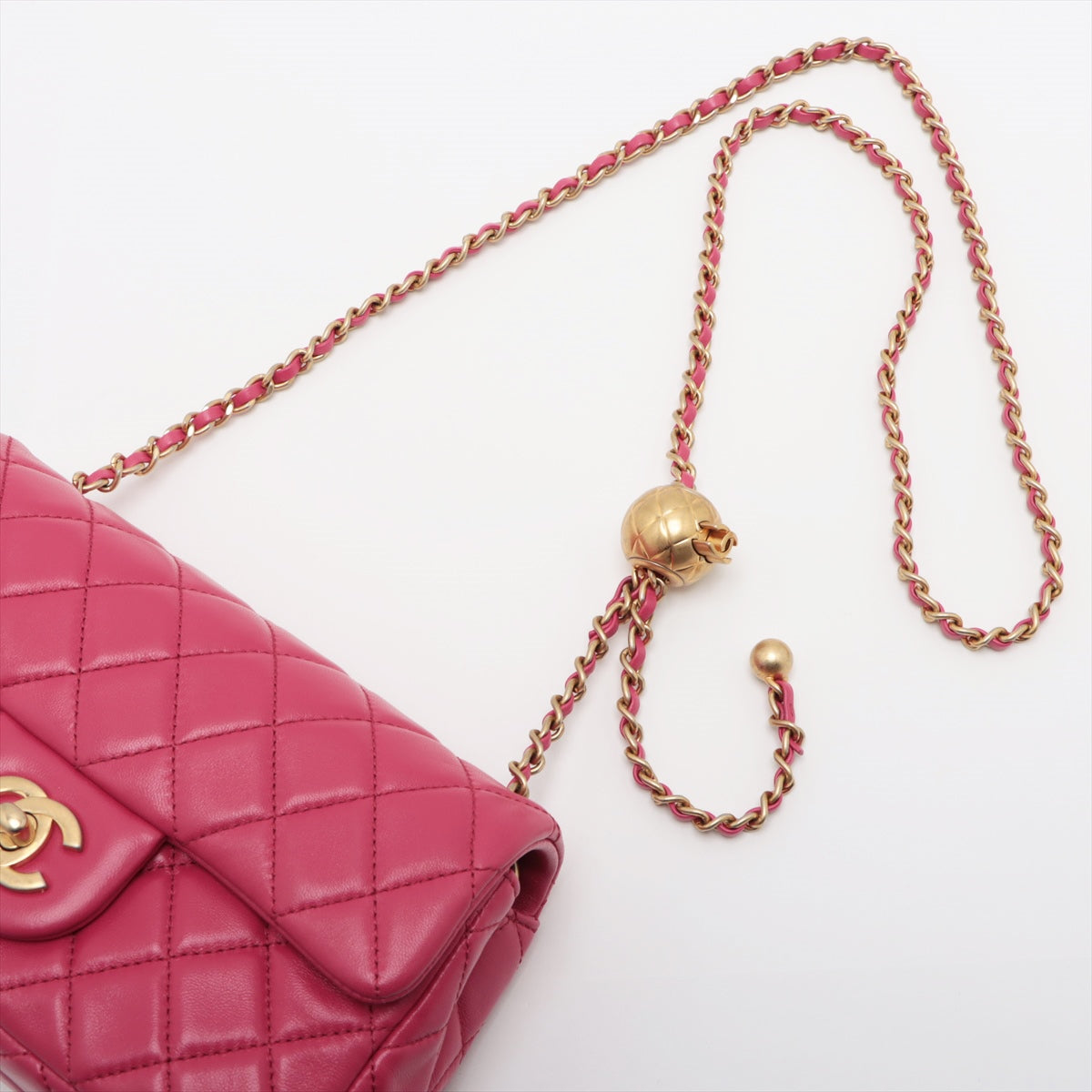 Chanel Mini Matrasse 20  Single Chain Bag Coco Ball Pink Gold