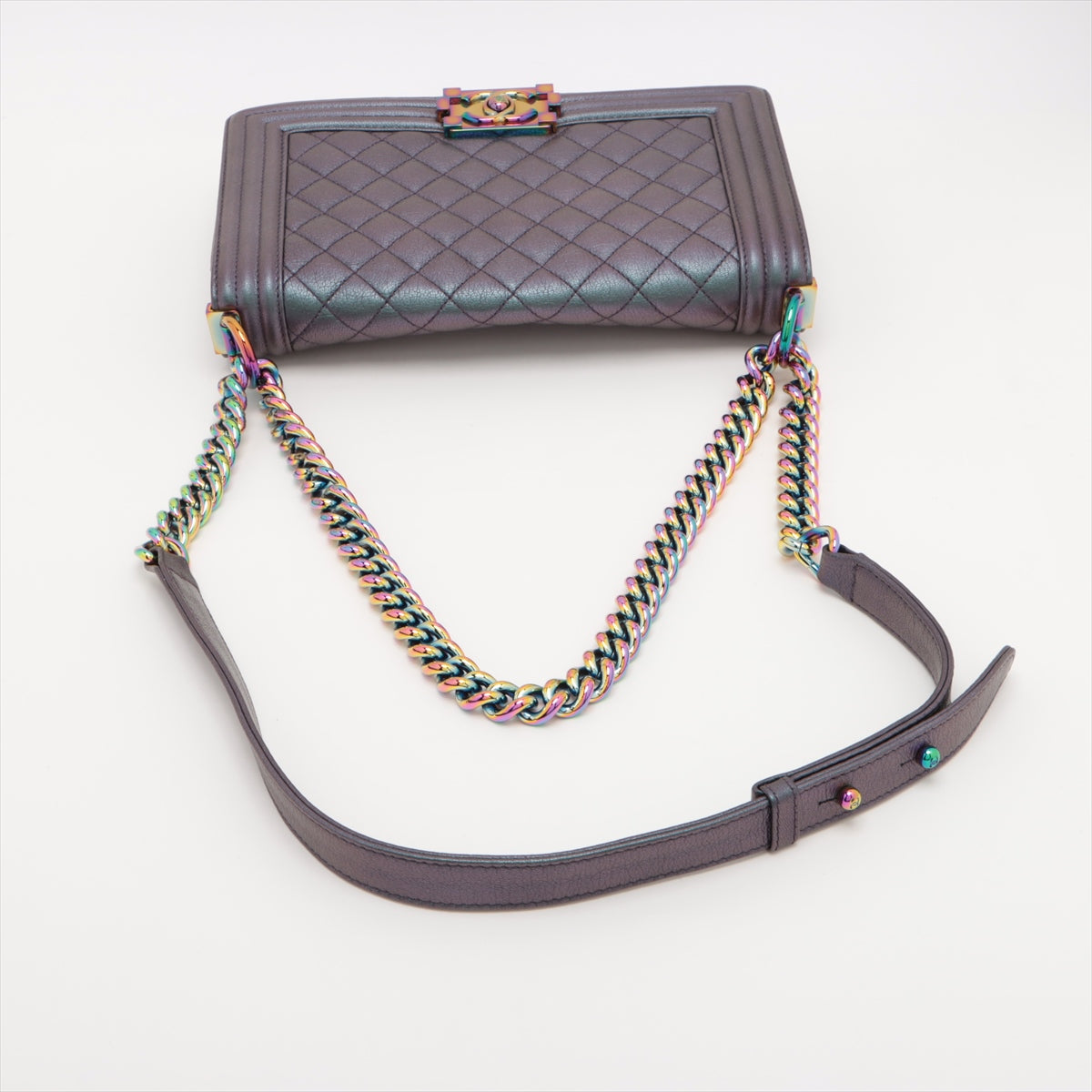 Chanel Boy Chanel Leather Chain Shoulder Bag Pearl G   A67086