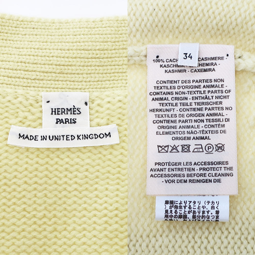 Hermes Cardigan  Cashmere 100% Size 34 Yellow UK Clothes Clothes  Clothes