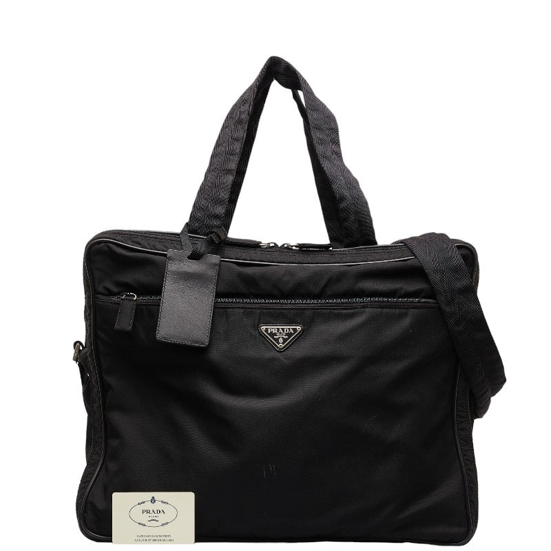Prada Triangle Logo  Briefcase  Business Bag 2WAY V361 Black Nylon Leather Men PRADA 【High-Range】 Vintage