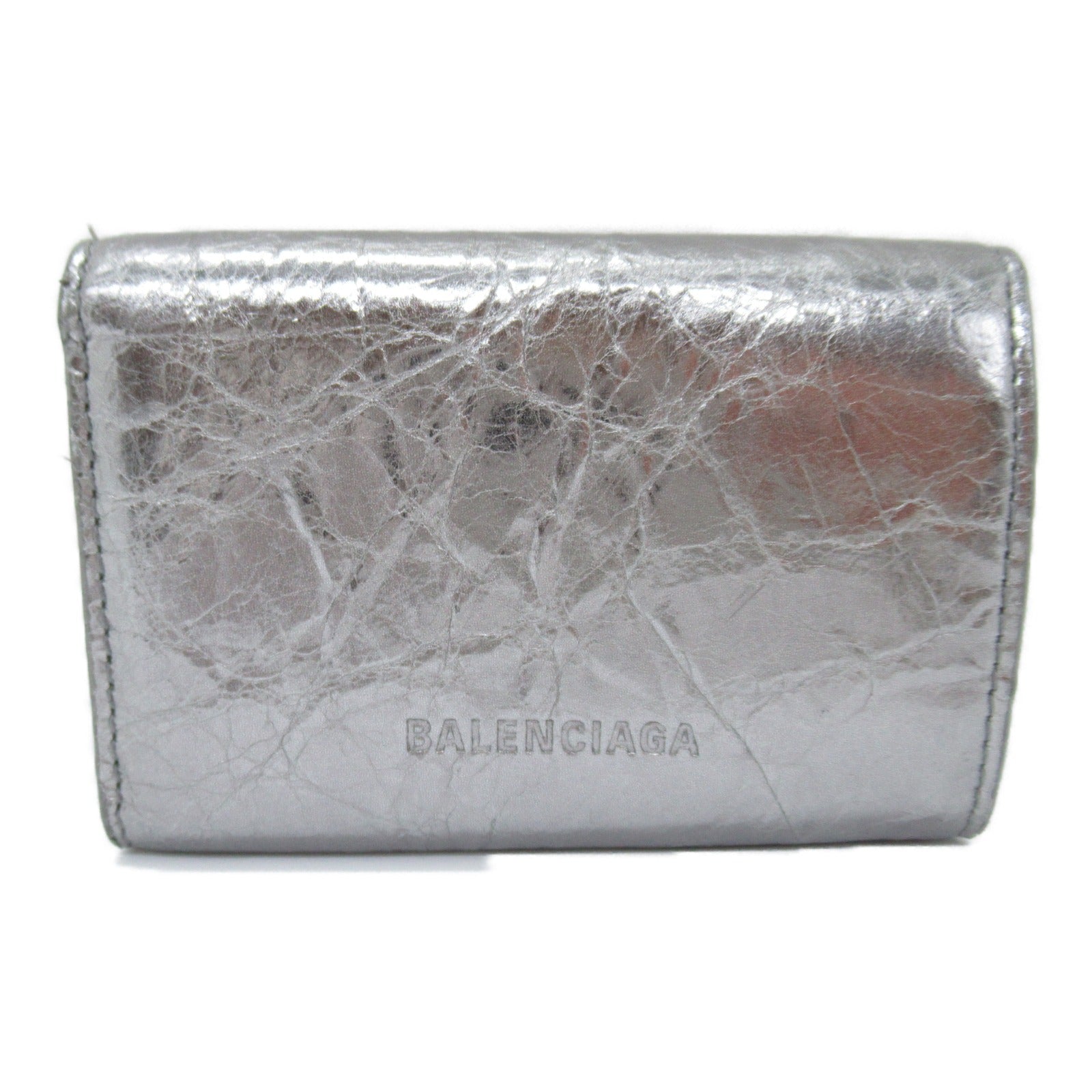 Balenciaga BALENCIAGA Three Fold Wallet Three Folded Wallet Leather  Silver  715234