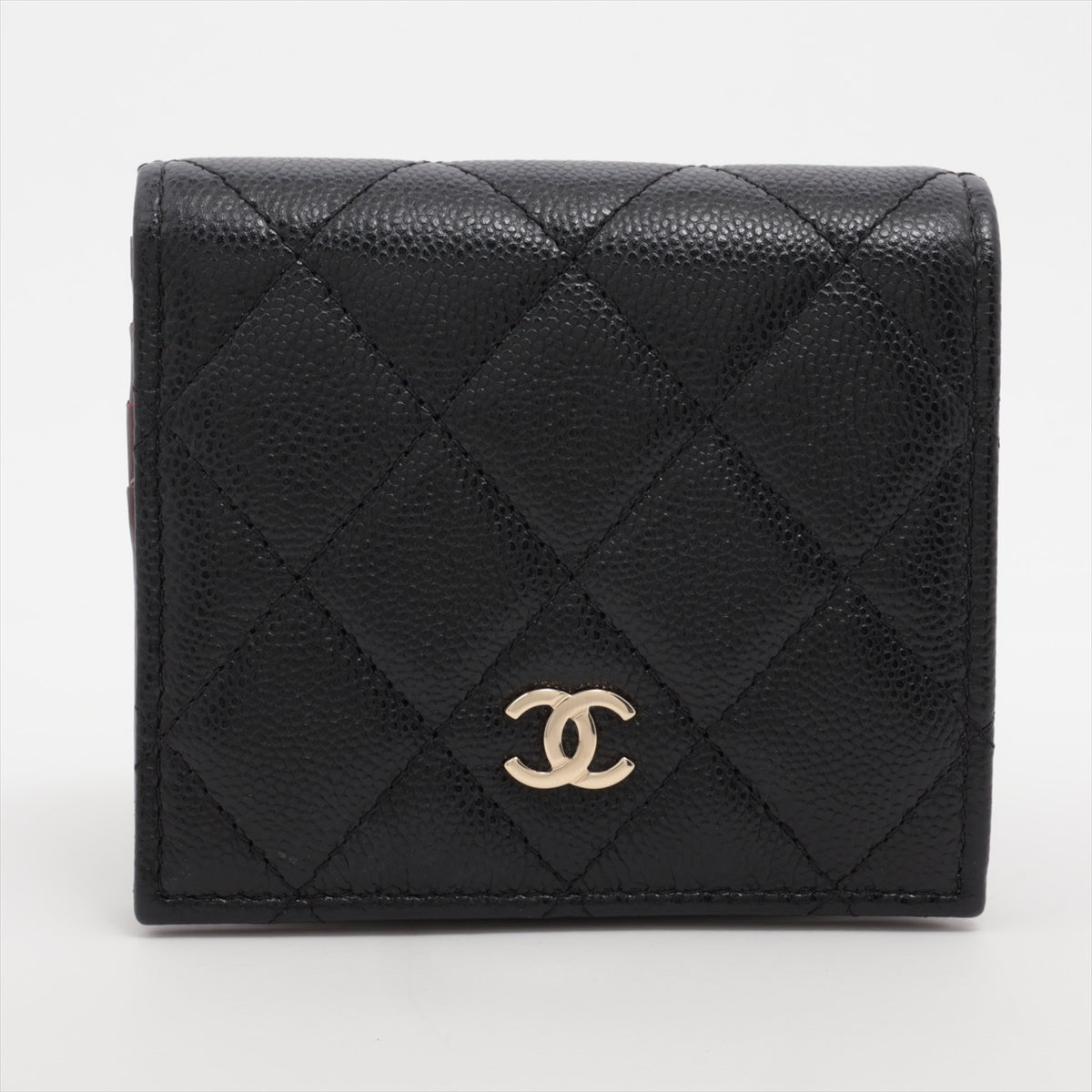 Chanel Matrasse Caviar S Wallet Black Silver G  Random