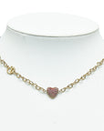Dior Heart Line Stone Necklace Silver Pink Metal  Dior