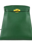 Hermes 1990 Green Courchevel Kelly Sport GM Shoulder Bag