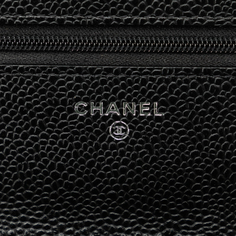 Chanel Matrases Coco Marks Chain Wallet Shoulder Bag Black Caviar S  Chanel
