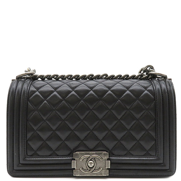 Chanel Mademoiselle Deca 30 Chain Shoulder Bag Black Lambskin