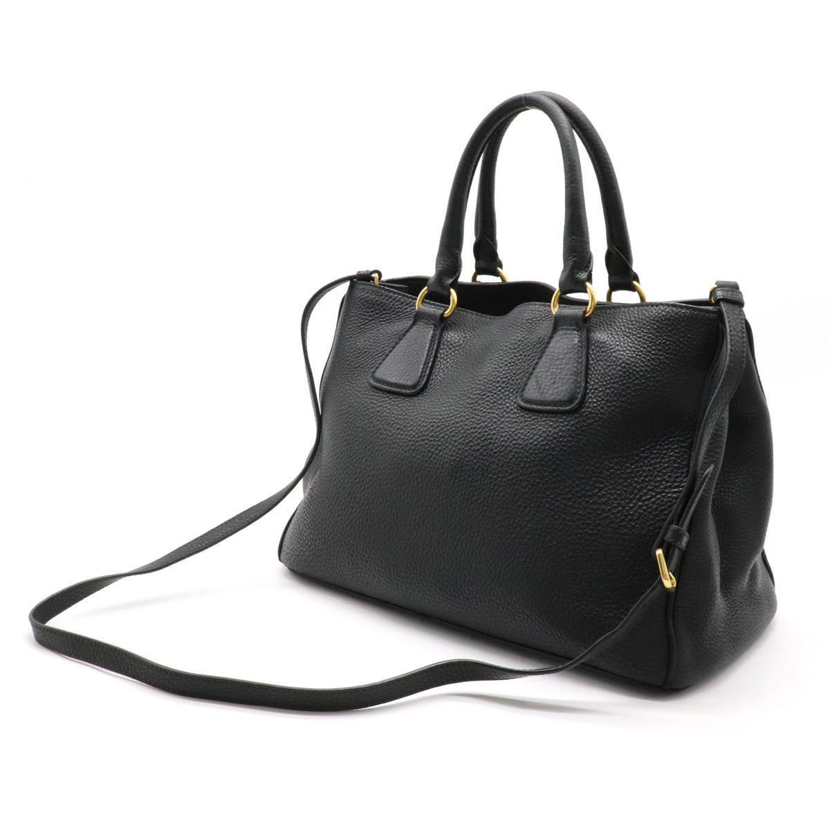 PRADA Handbag Tote Bag 2WAY Shoulder Bag Crossbody Leather NERO Black