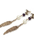 Boucles d'oreilles Chanel Plume Perle Swing Or