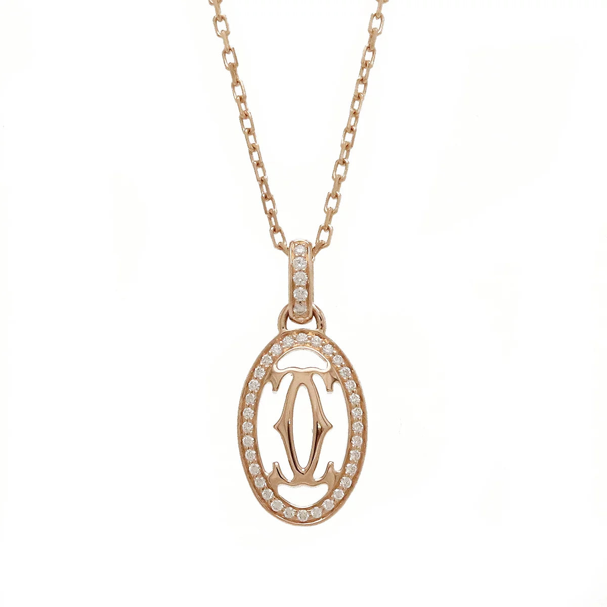 Cartier Logo Double C Pendant Necklace K18PG Diamond B7219300 Pink Gol –  Timeless Vintage Company