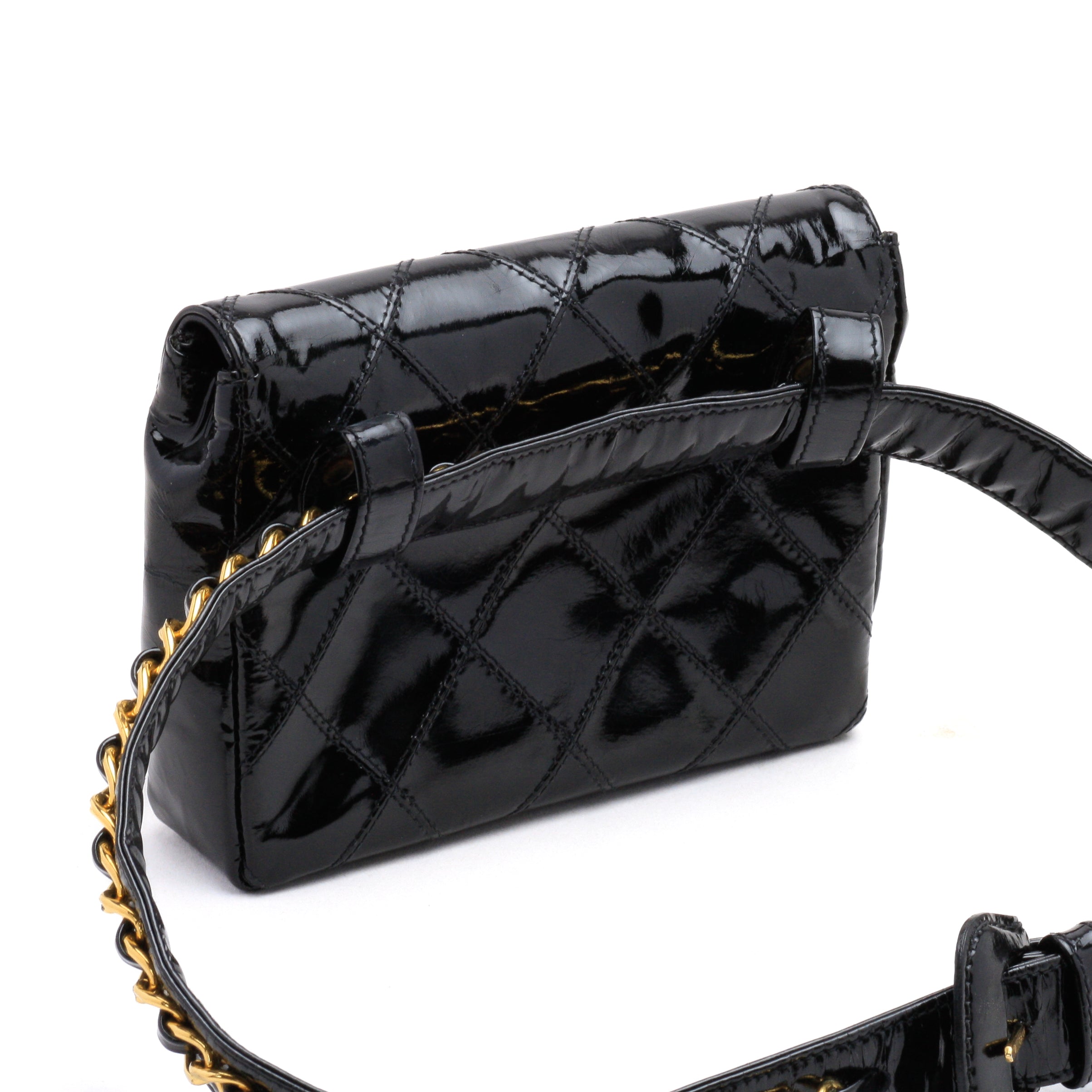 Chanel quilted patent leather Belt bag 1996-1997 Black ref.262626
