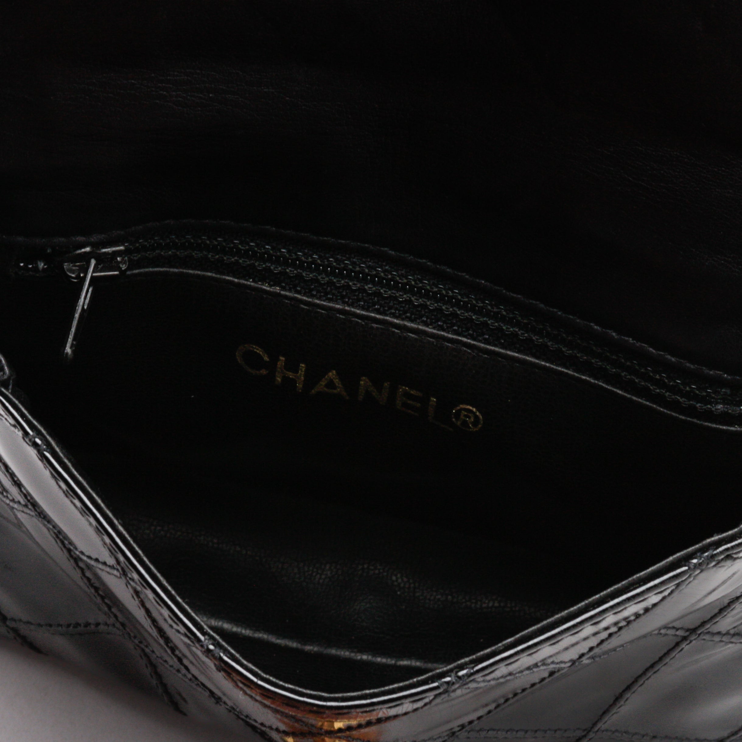 Chanel Vintage Patent Leather Jumbo Classic Single Flap Shoulder