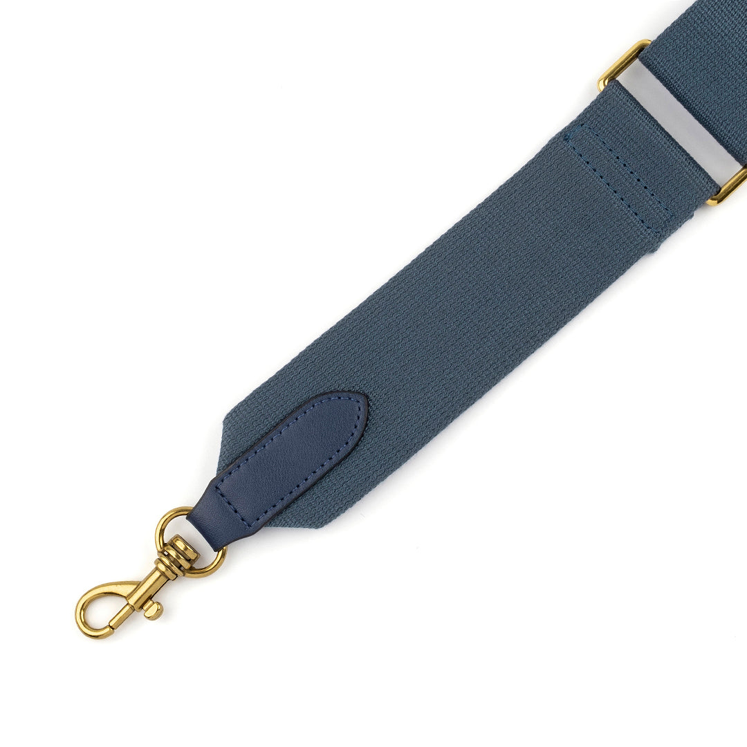 Brede marineblauwe crossbody tasriem van katoen, vervanging van leren riem
