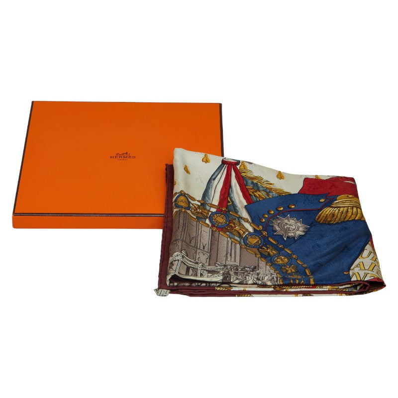 Hermes Carré 90 Napoleon  Wine Red G Multicolor Silk  Hermes