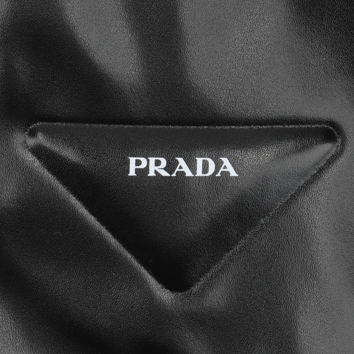 Prada Triangle Logo Leather Boots 37.5 Black Nappatech Side Zip 