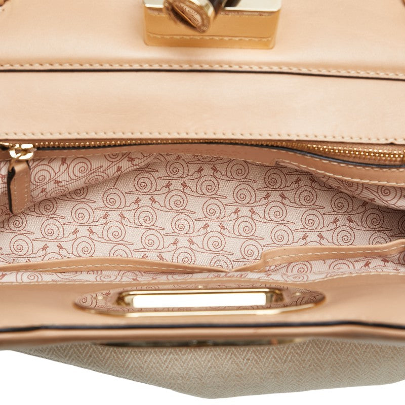 Bulgari Isabella Rosellini Handbag Shoulder Bag 2WAY 33241 Beige Pink Canvas Leather  BVLGARI