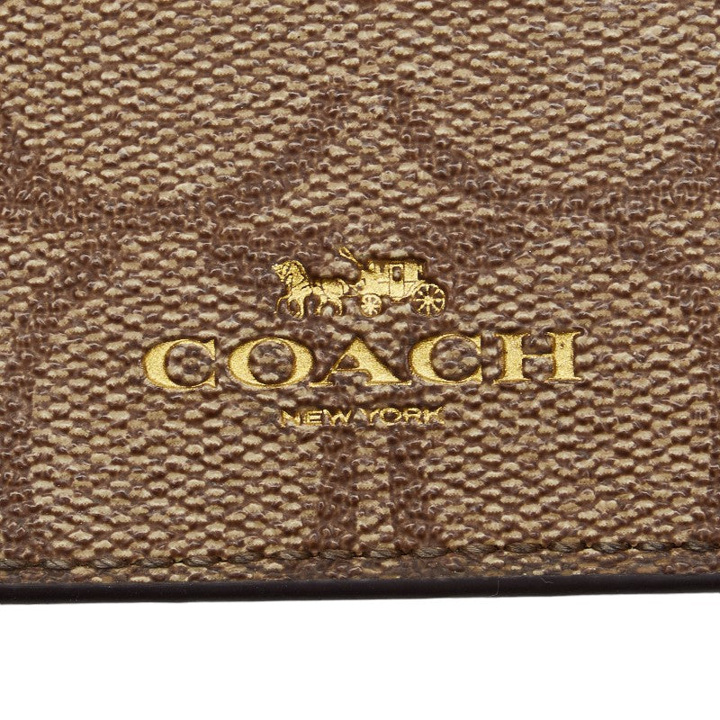 Coach  Neckstrap Passcase ID Case Brown PVC Leather  Coach