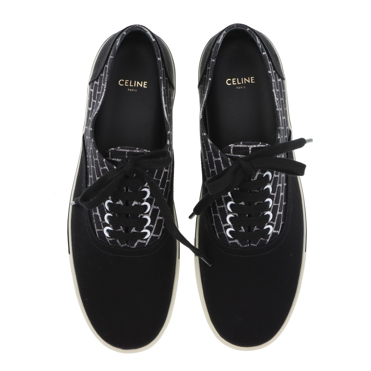 Celine Ellipset Eddy-era canvas sneaker 42 men black x white 190010898 brick rement rope box storage bag