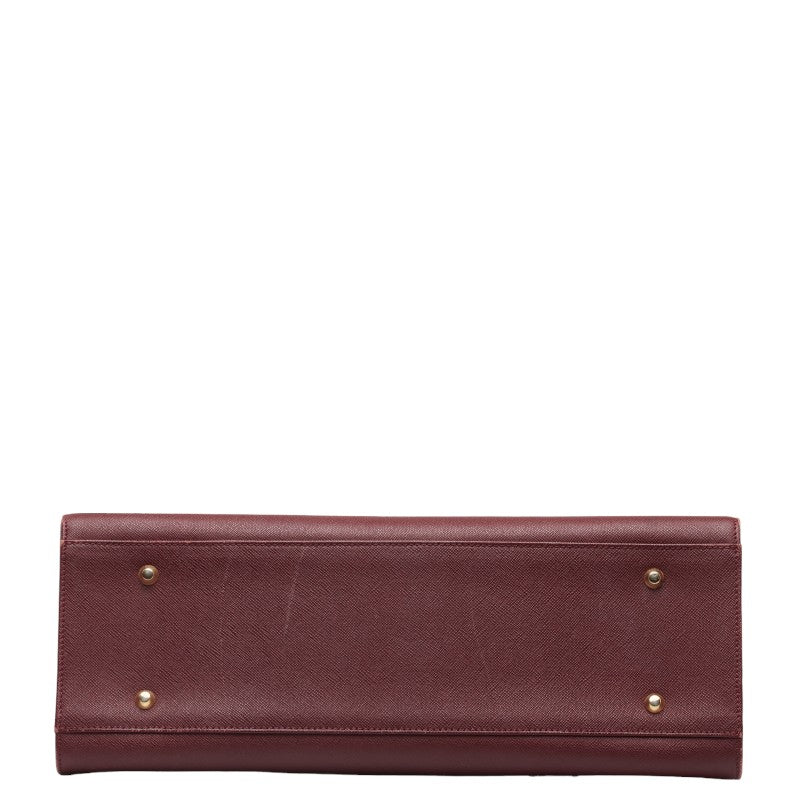Burberry Noneva Check Handbag Tote Red Leather
