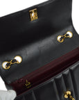 Chanel 1994-1996 Black Lambskin Small Vertical Stitch Straight Flap Bag