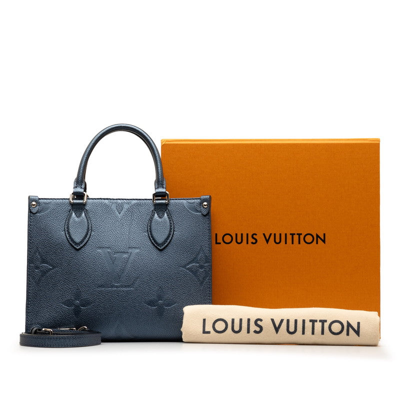 Louis Vuitton Monogram Emplant On The Gor PM Handbag Shoulder Bag 2WAY M58956 Metal Blue Leather  Louis Vuitton