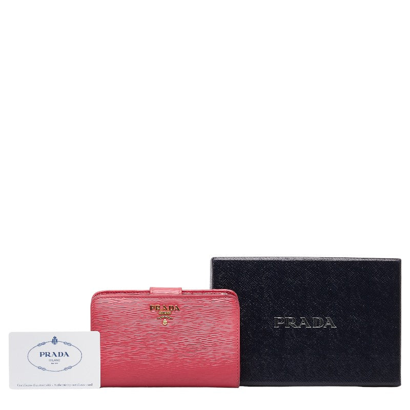 Prada Saffiano Double Fold Wallet 1ML225 Pink Leather  Prada