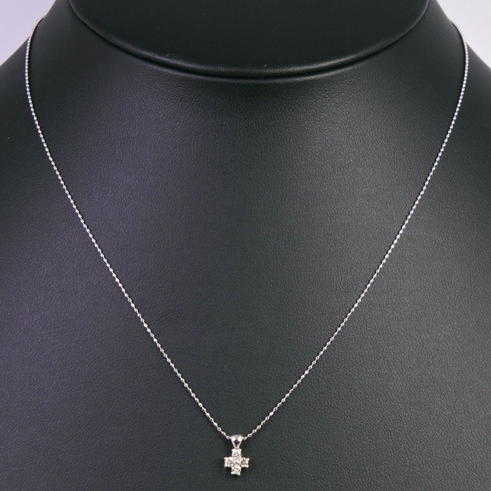 Crazy courreges cross necklace K18 white g x diamond 0.12 cross about 1.8g cross ladies A-rang quality necklace