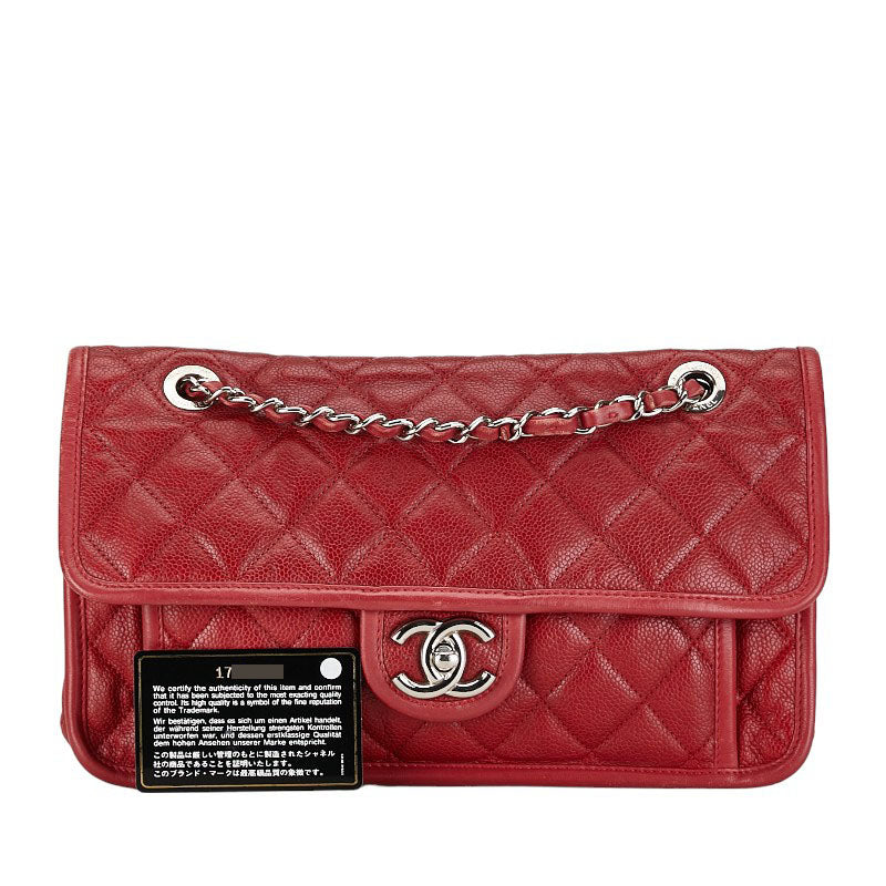 Chanel  Liberty Matrasse Chain Shoulder Bag Red Caviar S  Chanel