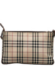 Burberry Noneva Check   Shoulder Bag Beige Brown Canvas Leather  BURBERRY