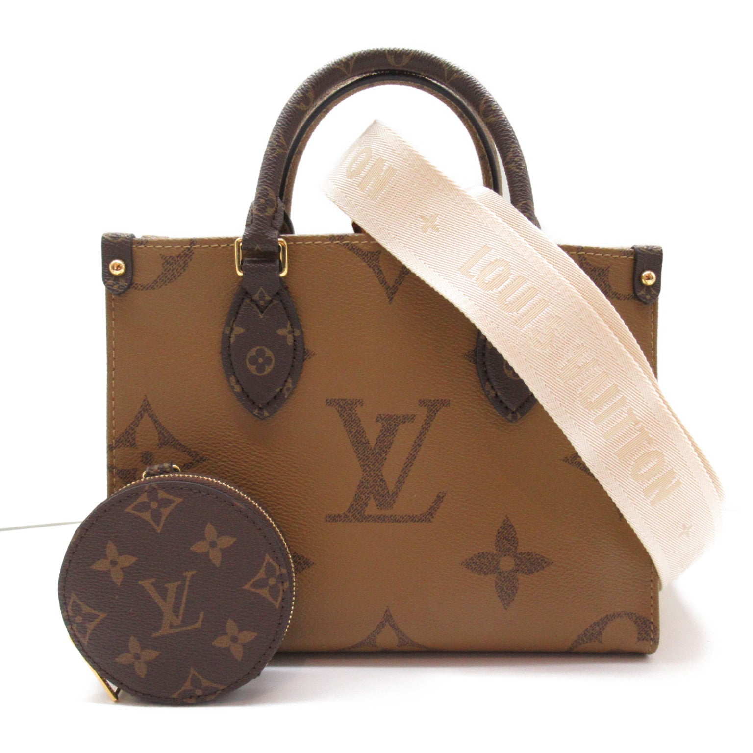 Louis Vuitton Louis Vuitton On The Gor PM Tote Bag PVC Coated Canvas Monogram Giant Reversee  Brown M46373