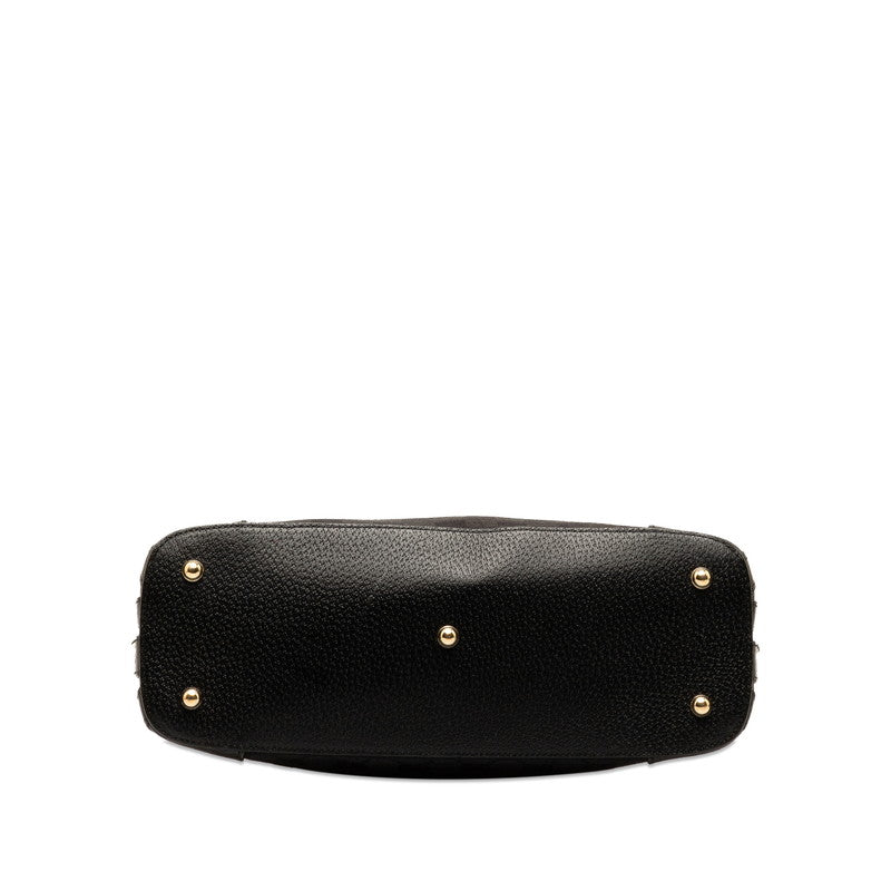 Gucci GG canvas stalls handbag 131023 black g canvas leather ladies Gucci