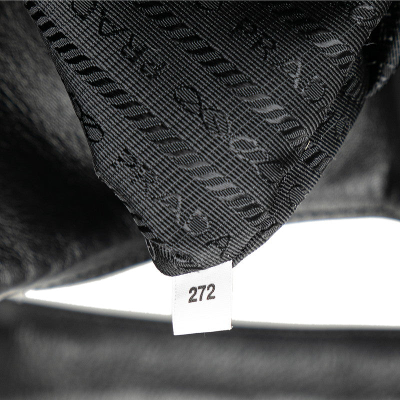 Prada Logo tening Handbag Tote Bag Black Leather  Prada