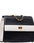 Chanel Matrases Turton Chain Shoulder Bag Navy White G Leather  Chanel