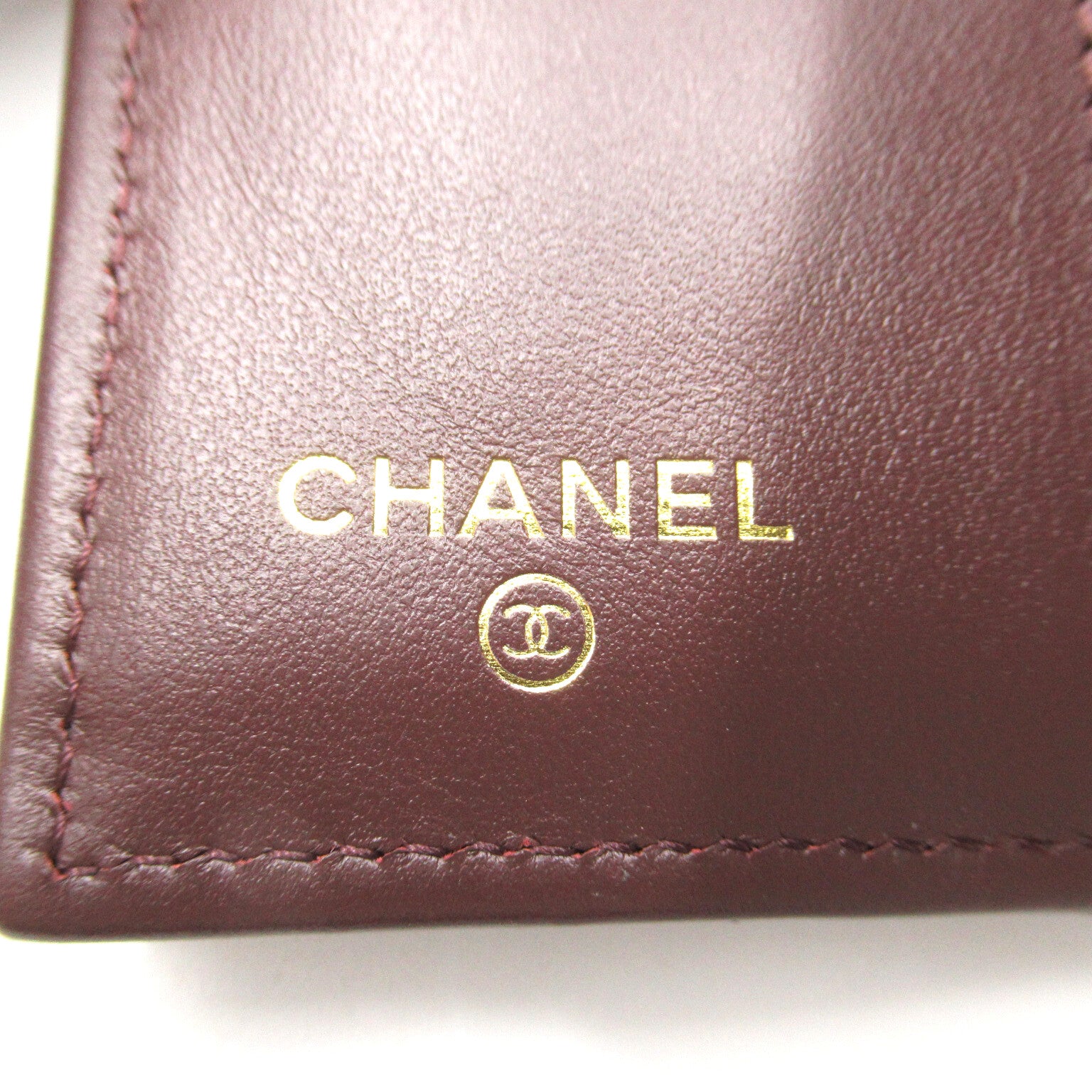 CHANEL Small Flap Wallet Three Fold Wallet Wallet Cabia S   Black  AP0230