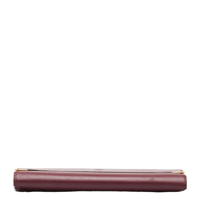 Cartier Musterline Twin Fold Wallet Long Wallet Bordeaux Wine Red Leather  Cartier
