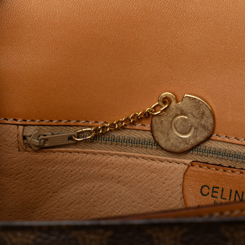 Celine Macadame Circle Logo 單肩包 棕色 PVC 皮革 Celine
