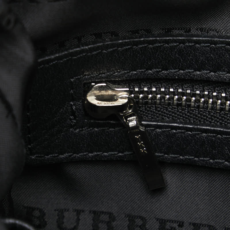 Burberry Nova Check Shoulder Bag Black Beige Nylon Leather