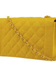 Chanel 1991-1994 Diana Flap Medium Yellow Linen