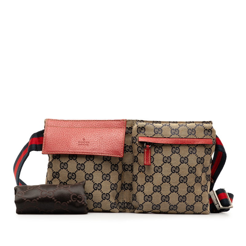 Gucci GG canvas sherry line west bag body bag shoulder bag 28566 beige red canvas leather ladies Gucci