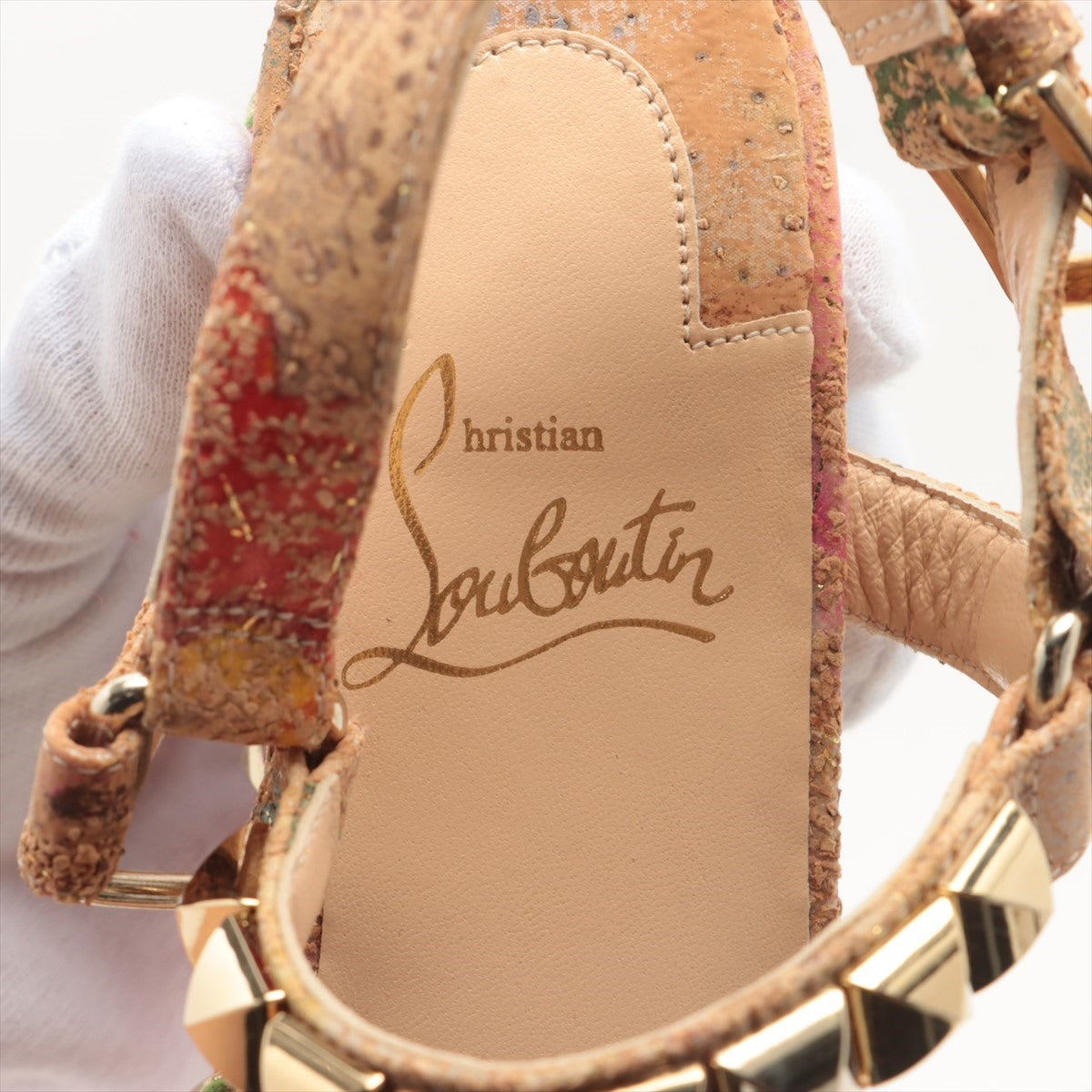 Christian Butterfly Cataclow Leather  Sandal 35  Gold CORK BLOOMING
