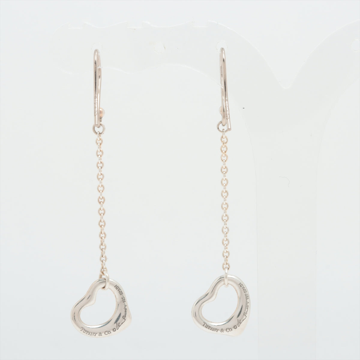 Tiffany Open Heart Drop Earrings 925 1.9g Silver