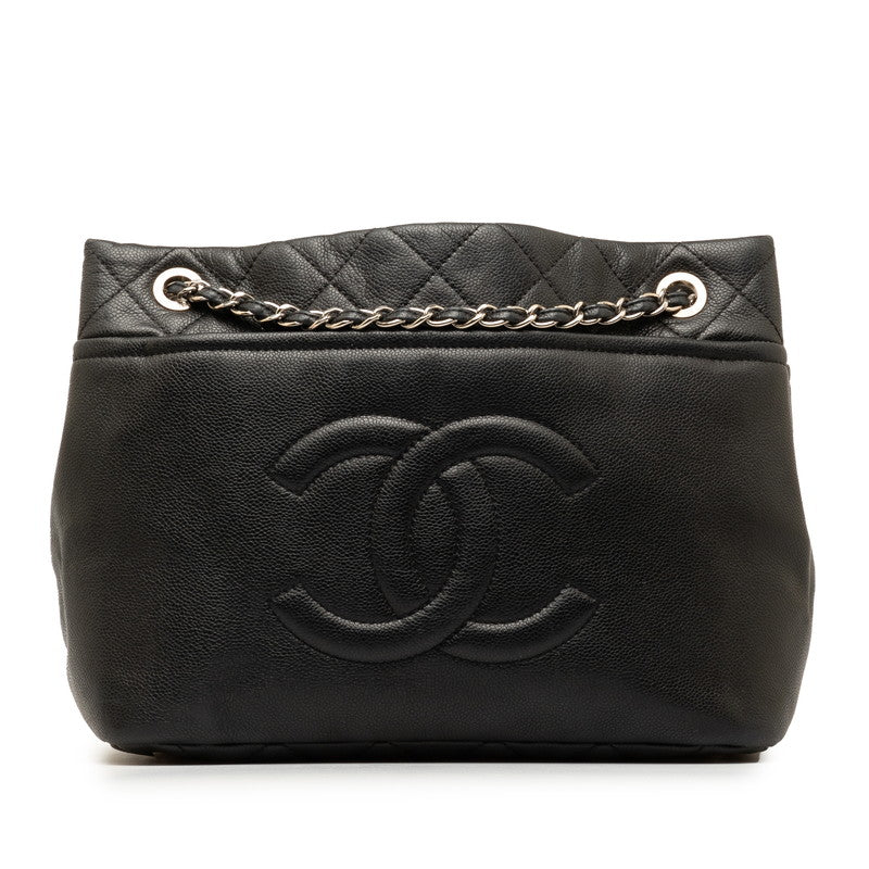 Chanel Matrases Coco Chain Shoulder Bag Tote Bag Black Leather  Chanel