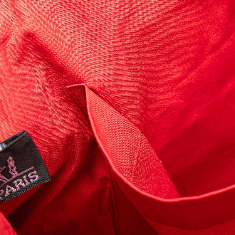 Hermes Amedaba Cabbadouposh Tote Bag Shoulder Bag Red Brown Canvas Leather  Hermes
